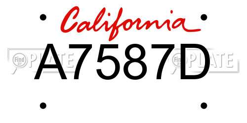 A7587D California License Plate