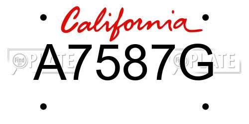 A7587G California License Plate