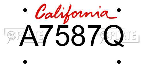 A7587Q California License Plate