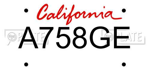 A758GE California License Plate