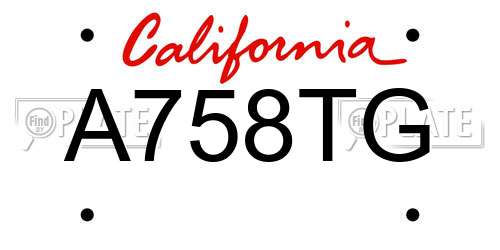 A758TG California License Plate