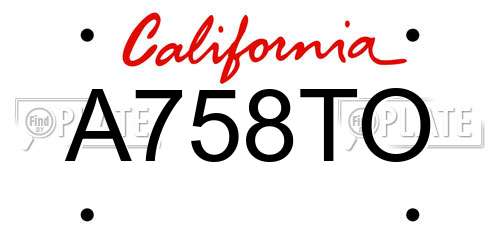 A758TO California License Plate