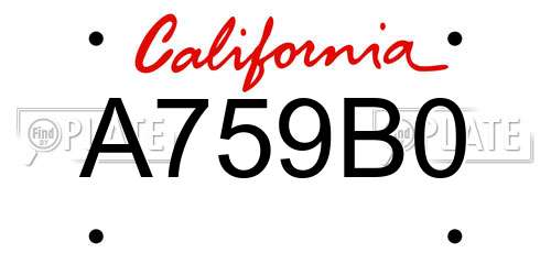 A759B0 California License Plate