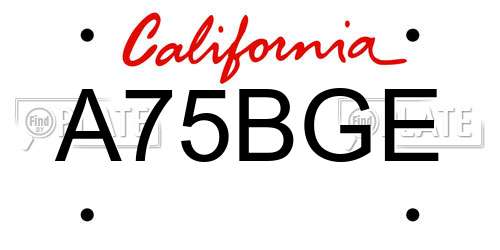 A75BGE California License Plate
