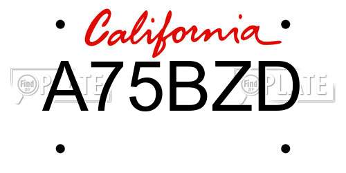 A75BZD California License Plate