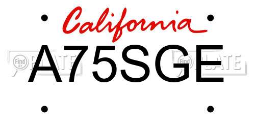 A75SGE California License Plate