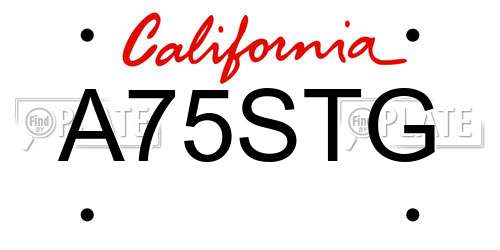 A75STG California License Plate