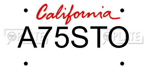 A75STO California License Plate