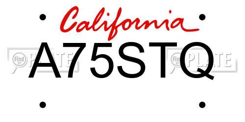 A75STQ California License Plate