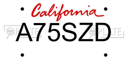 A75SZD California License Plate