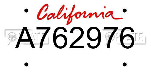 A762976 California License Plate