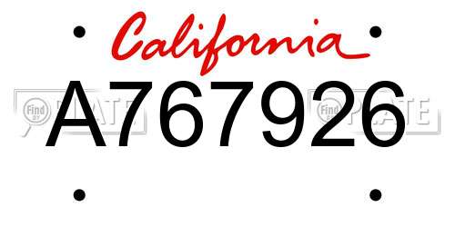A767926 California License Plate