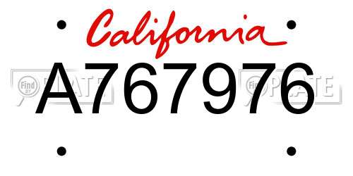 A767976 California License Plate