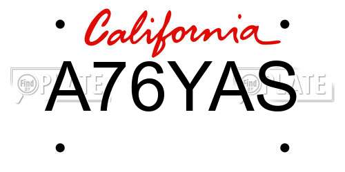 A76YAS California License Plate