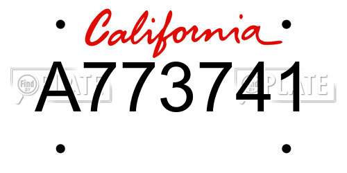 A773741 California License Plate
