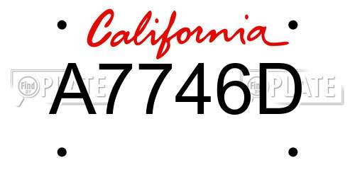 A7746D California License Plate