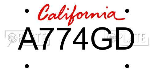 A774GD California License Plate
