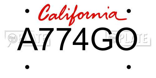 A774GO California License Plate