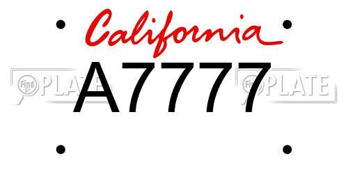 A7777 California License Plate