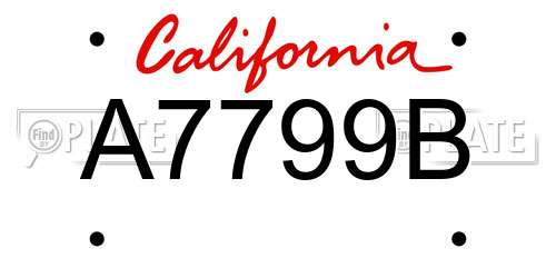 A7799B California License Plate