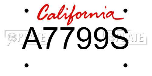 A7799S California License Plate