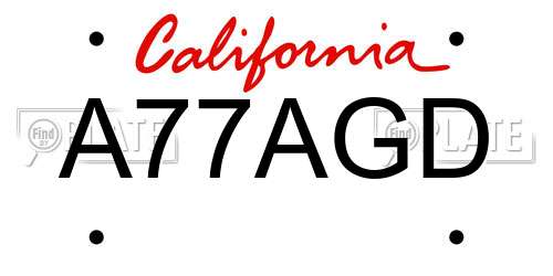 A77AGD California License Plate