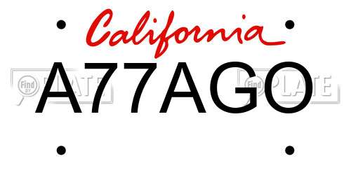 A77AGO California License Plate