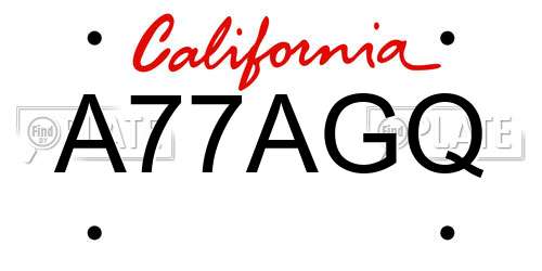 A77AGQ California License Plate