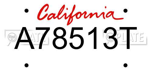 A78513T California License Plate