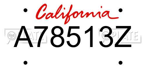 A78513Z California License Plate