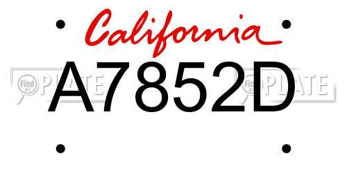 A7852D California License Plate