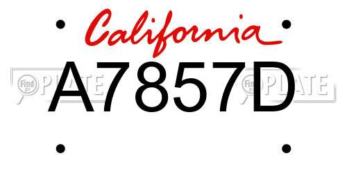 A7857D California License Plate
