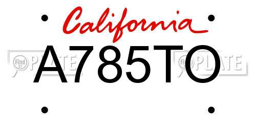 A785TO California License Plate