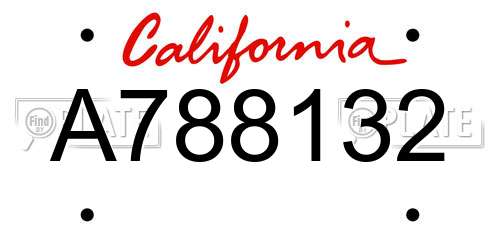 A788132 California License Plate