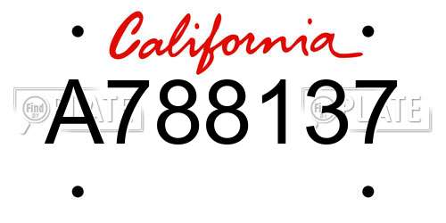 A788137 California License Plate