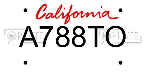 A788TO California License Plate
