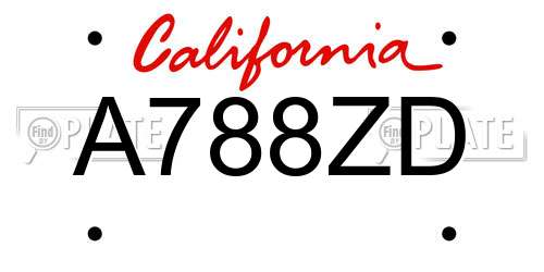 A788ZD California License Plate