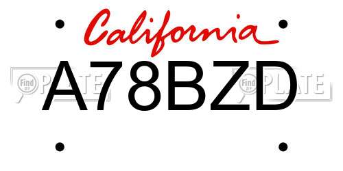 A78BZD California License Plate