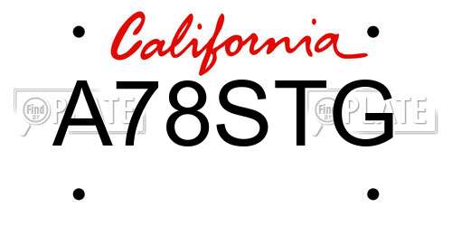 A78STG California License Plate