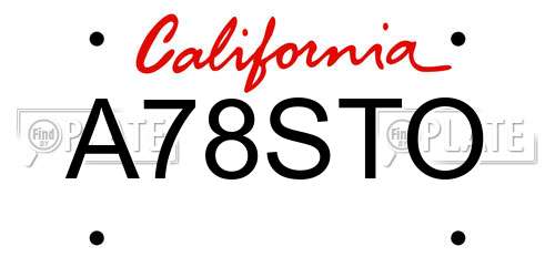A78STO California License Plate