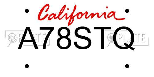 A78STQ California License Plate