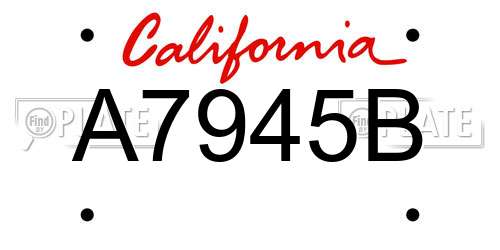 A7945B California License Plate