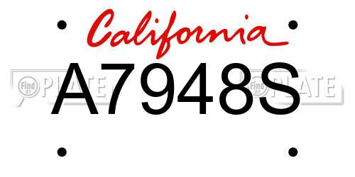 A7948S California License Plate
