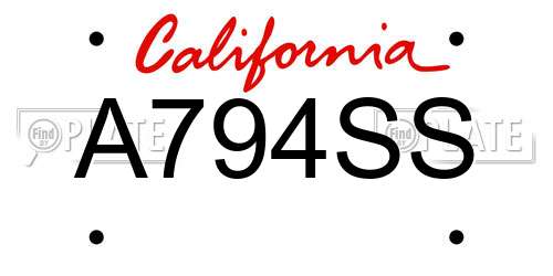 A794SS California License Plate