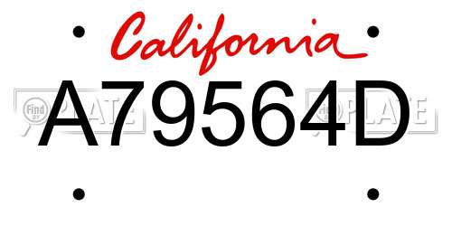 A79564D California License Plate