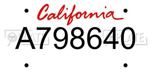 A798640 California License Plate