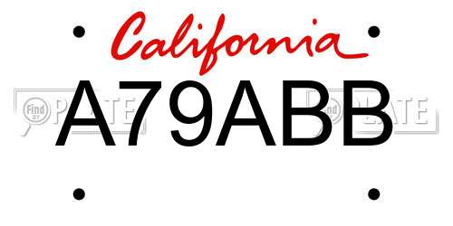 A79ABB California License Plate