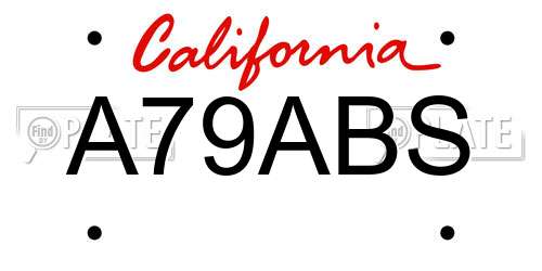A79ABS California License Plate