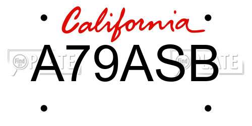 A79ASB California License Plate