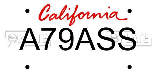 A79ASS California License Plate